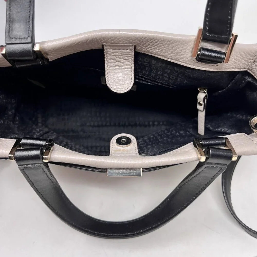 Kate Spade Houston Street Cream White Black Handbag Leather Purse Neutral Office